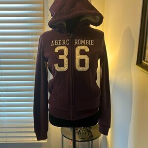 Eggplant colored Abercrombie fur lined zip up hoodie